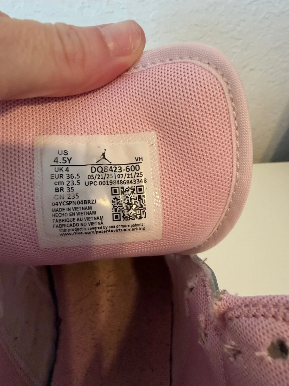 Nike Air Jordan Kids Pink and White High-Top Sneakers with Pink Swoosh